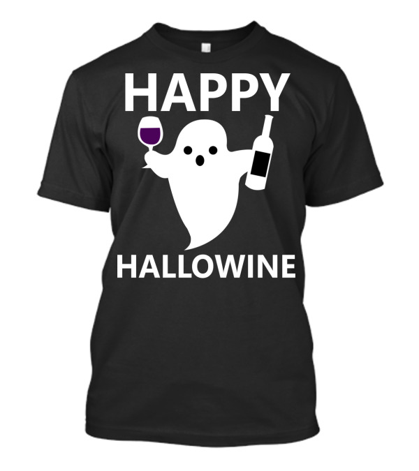 Happy Hallowine Halloween Wine Ghost Drinking Wine T-Shirt