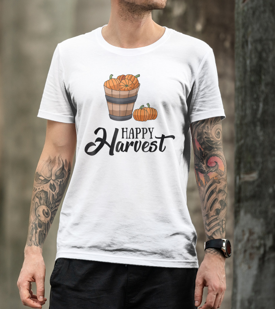 Happy Harvest Pumpkins In Basket T-Shirt