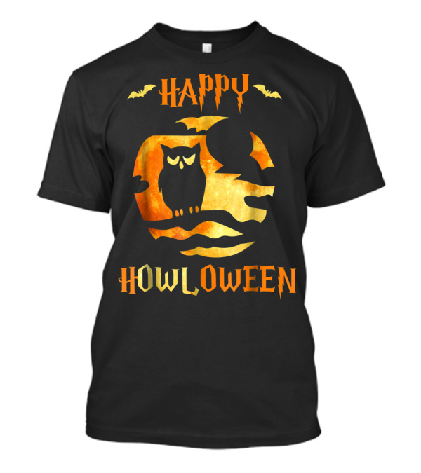 Happy Howloween Halloween Owl Moon Bats T-Shirt