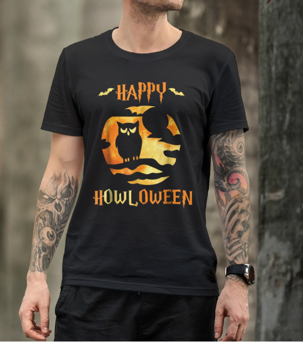 Happy Howloween Halloween Owl Moon Bats T-Shirt
