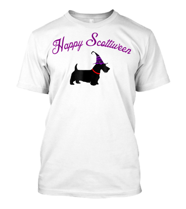 Happy Scottiween Scottish Terrier Witch Hat Dog T-Shirt