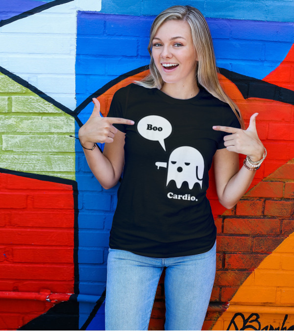 Halloween Ghost Boo Cardio Funny Workout T-Shirt