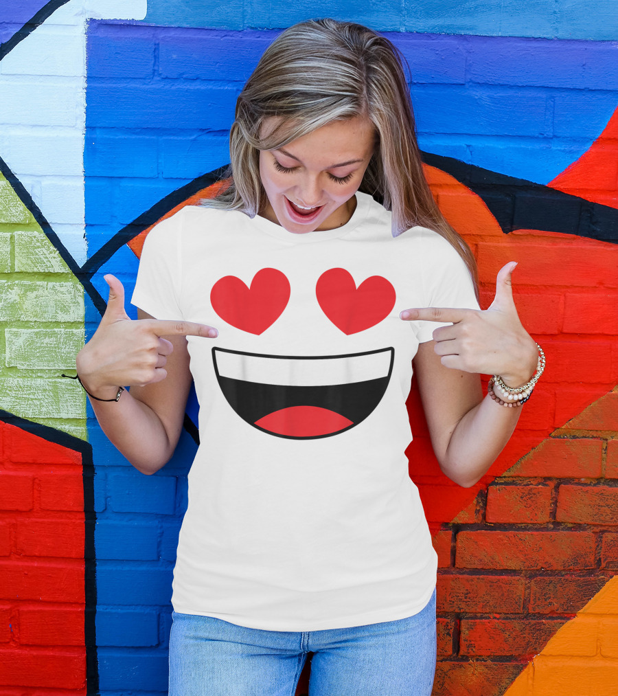 Heart Eyes Emojis Halloween Smiling Face Emoticon T-Shirt