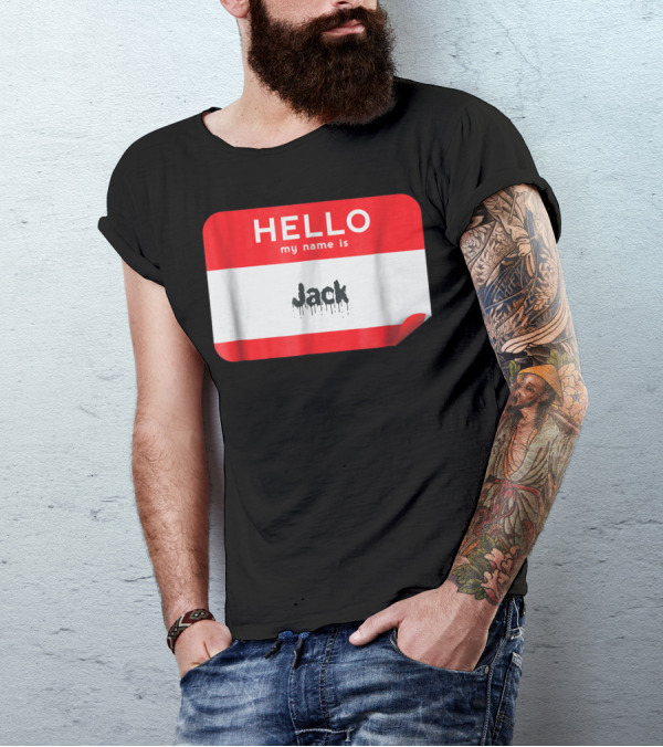 Hello My Name Is Jack Funny Halloween Party Name Tag Badge T-Shirt
