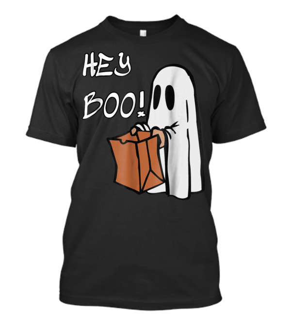 HEY BOO Ghost With Trick-or-Treat Bag T-Shirt