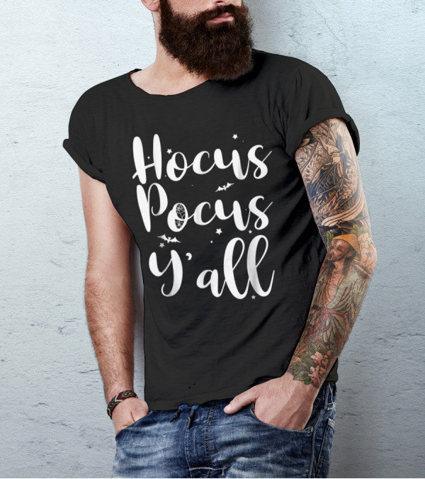Hocus Pocus Y'all With Witchy Bats And Stars T-Shirt