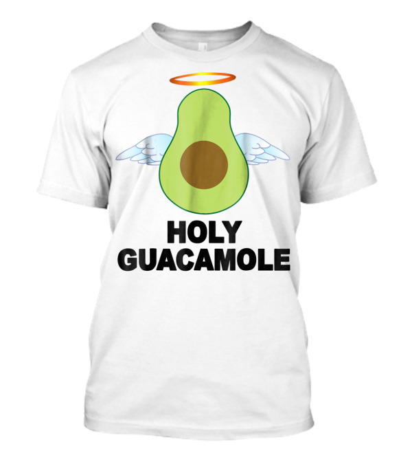 Holy Guacamole Avocado With Halo And Wings Halloween Pun T-Shirt
