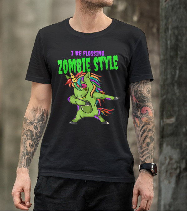 I Be Flossing Zombie Style Unicorn Zombie T-Shirt