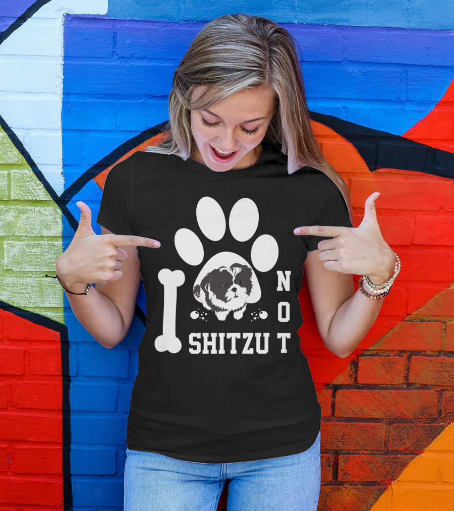 I Shitzu Not Halloween Christmas Funny Cool Dog Paw Bone T-Shirt