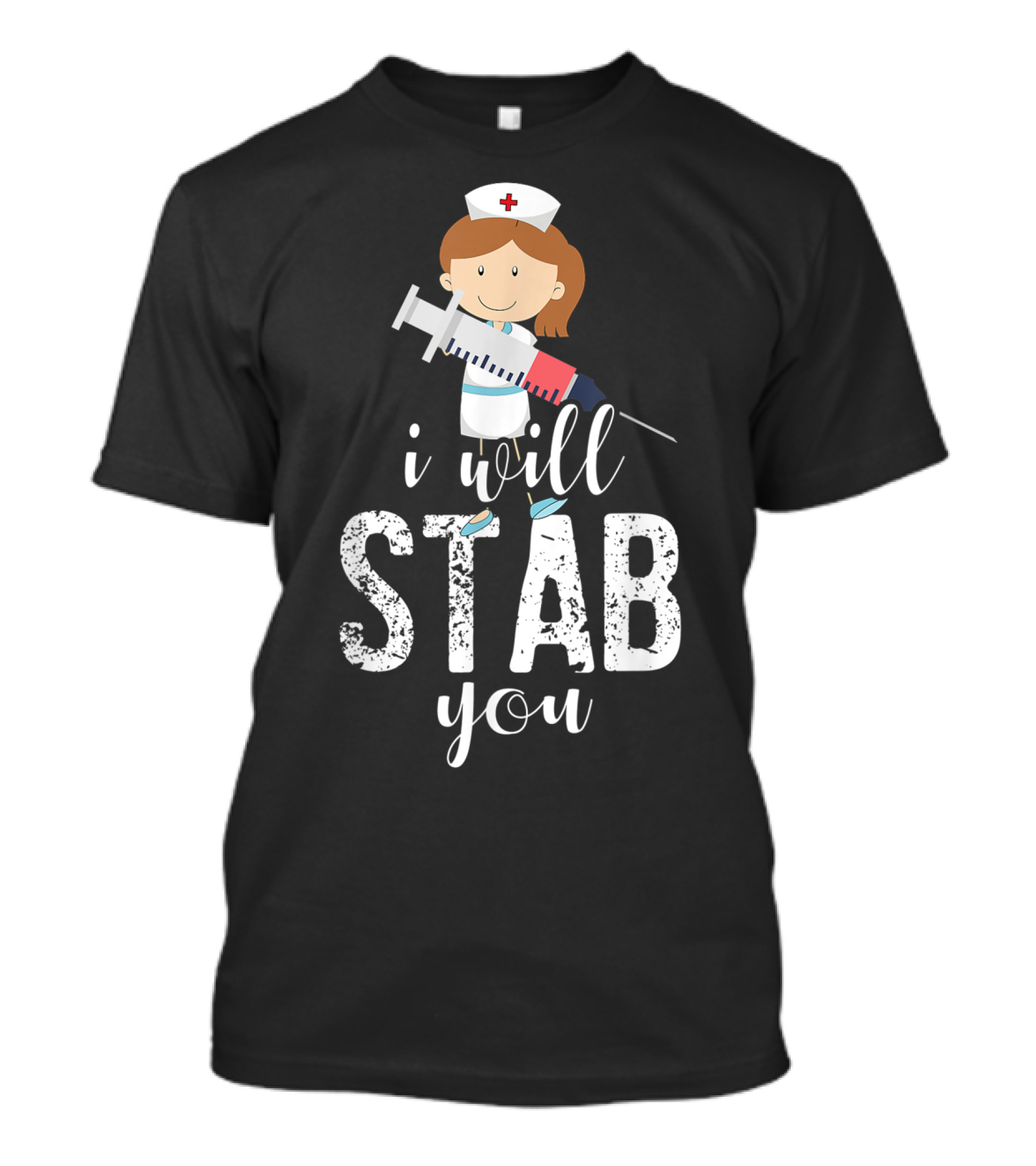 I Will Stab You Funny Halloween Nurse Syringe T-Shirt