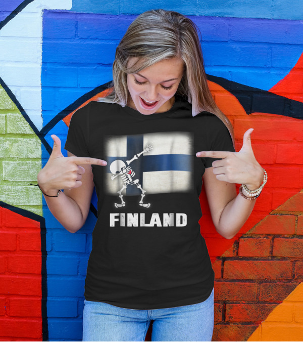 FINLAND DABBING SKELETON FLAG T-Shirt