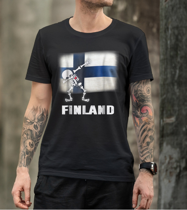 FINLAND DABBING SKELETON FLAG T-Shirt