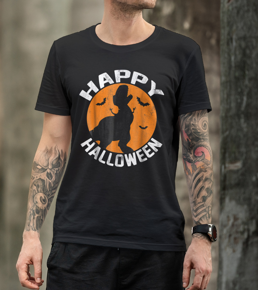 Happy Halloween Disney Pixar Toy Story Rex Silhouette With Bats T-Shirt
