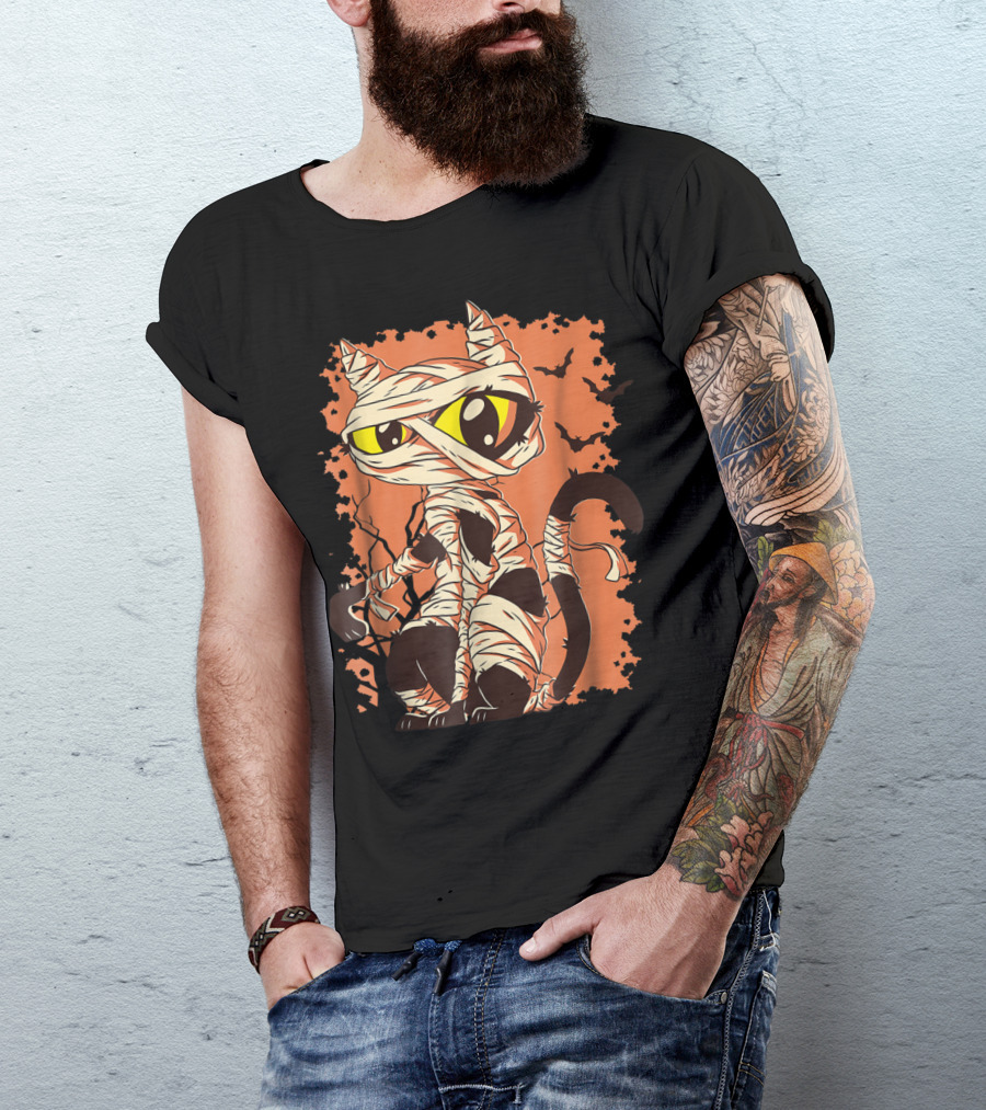 Funny Cat Mummy Halloween Crazy Cat Lady Costume T-Shirt