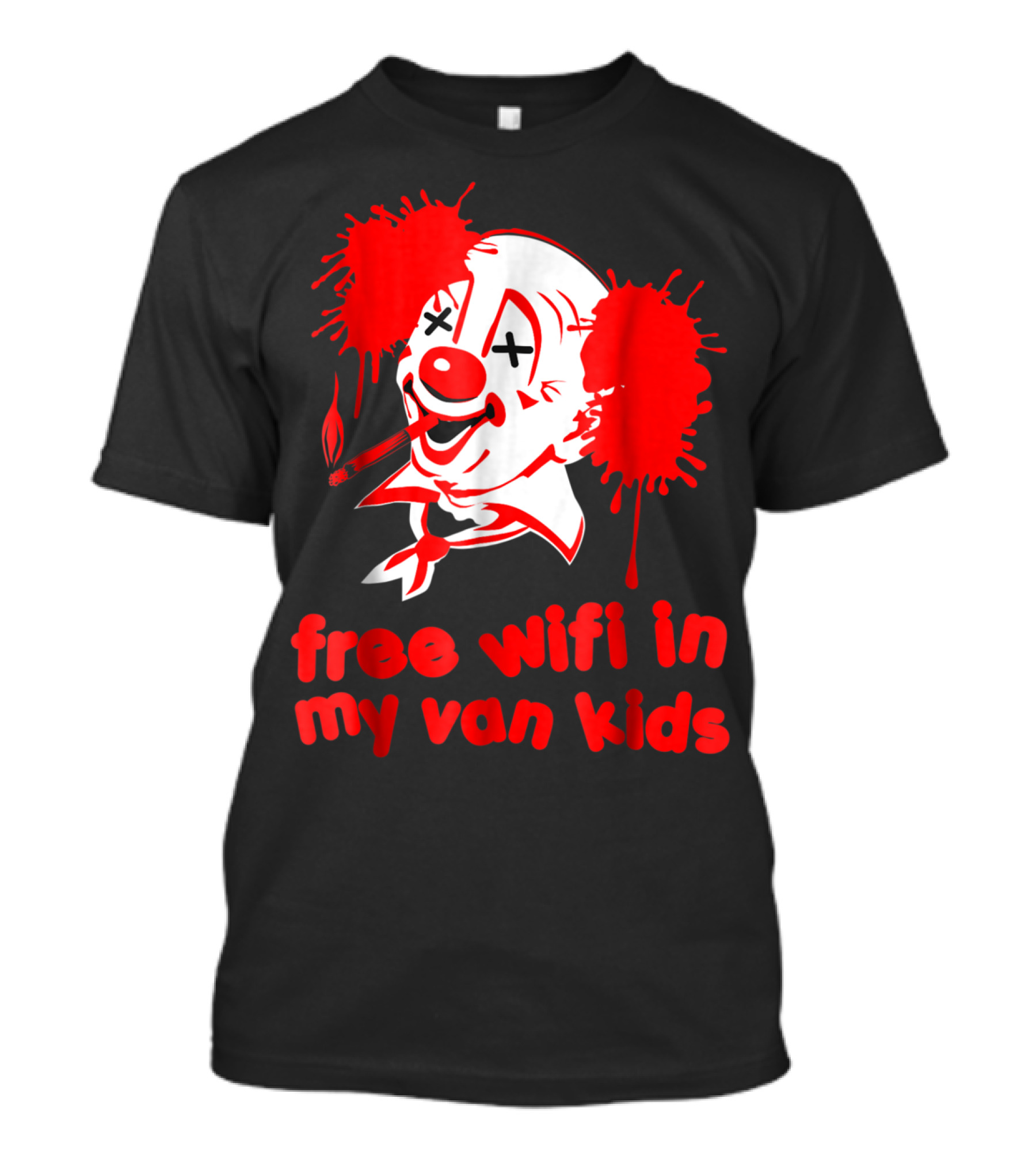 Funny Evil Clown Halloween Creepy Free Wifi In My Van Kids T-Shirt