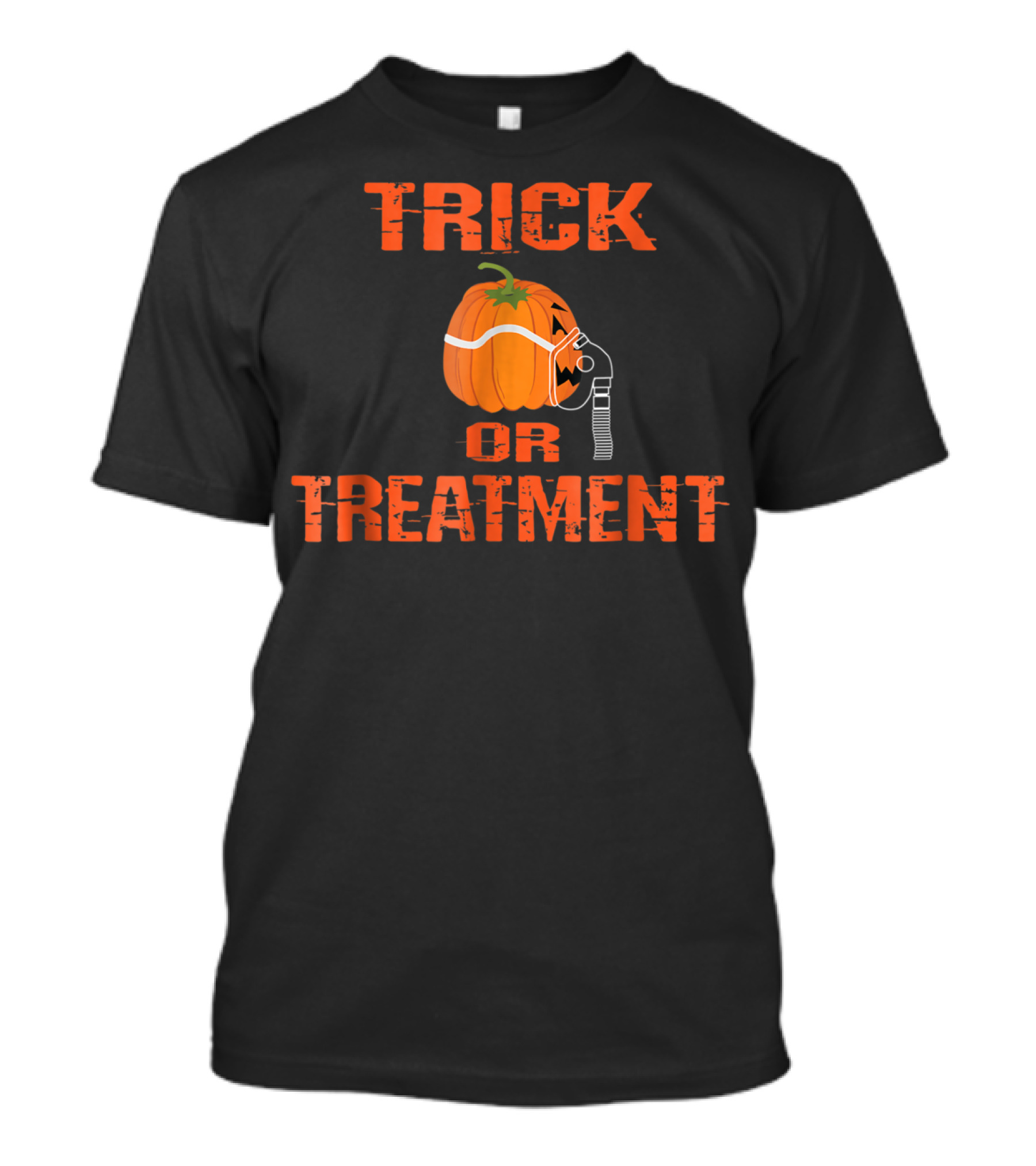 Trick Or Treatment Funny Respiratory Therapist Halloween Therapy Pumpkin Mask T-Shirt