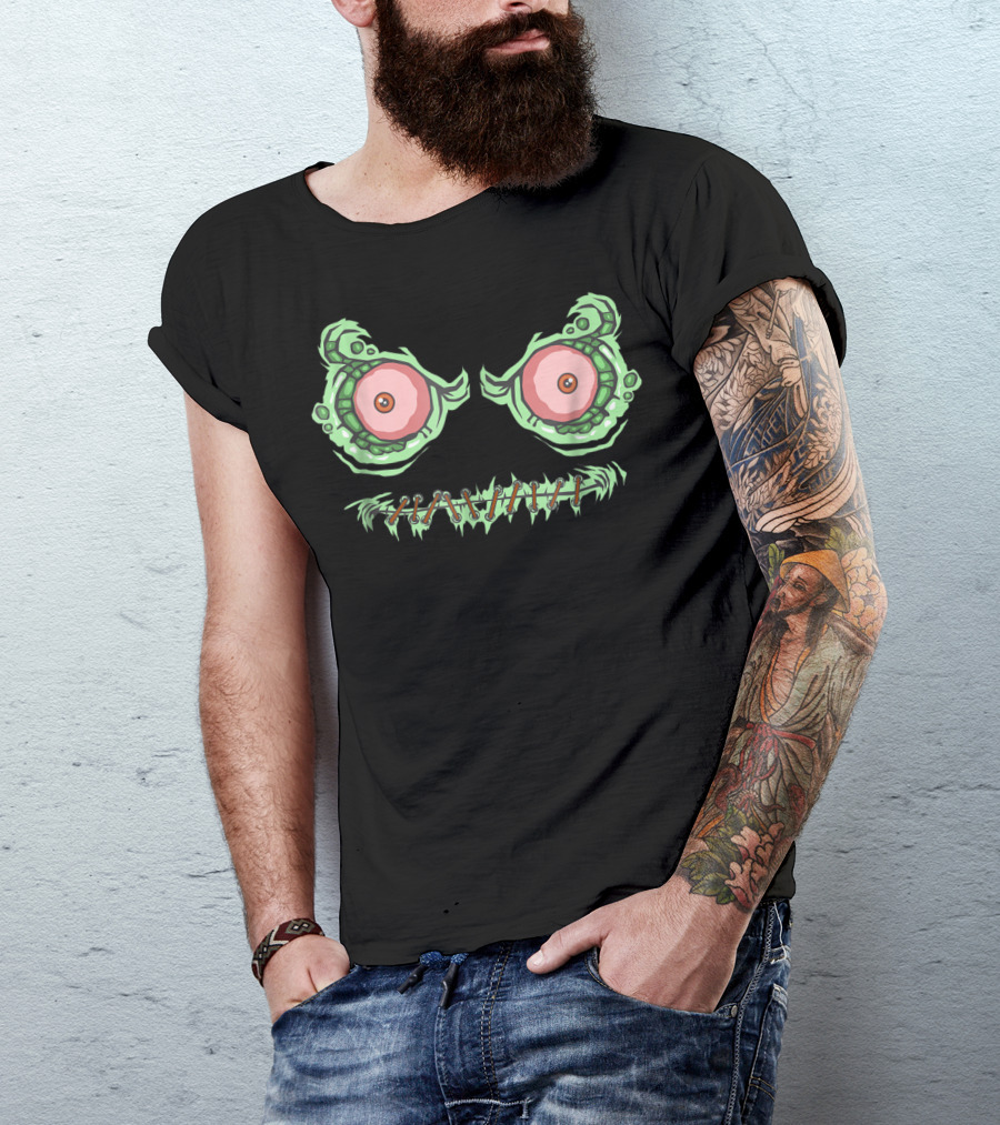 Halloween Googly Eye Green Monster Face With Stitched Mouth T-Shirt