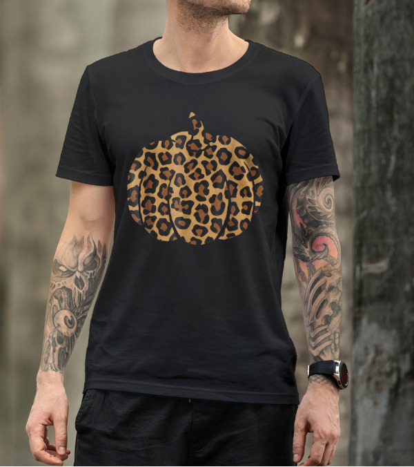 Halloween Cheetah Pattern Pumpkin Animal Costume T-Shirt