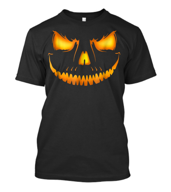 Halloween Scary Fire Pumpkin Jack O'Lantern Face T-Shirt