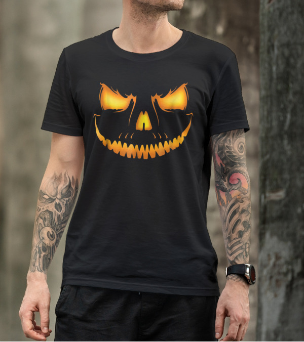 Halloween Scary Fire Pumpkin Jack O'Lantern Face T-Shirt