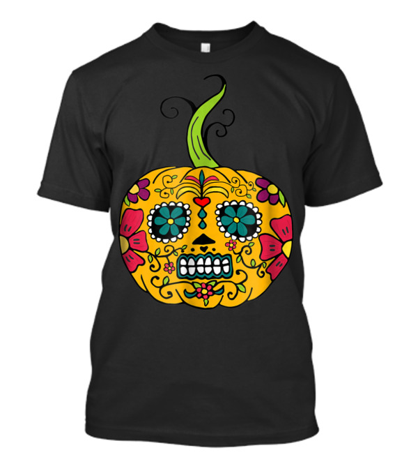 Halloween Sugar Skull Pumpkin Face Costume T-Shirt