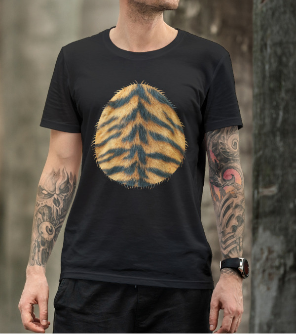 Halloween Easy Tiger Costume Fur Pattern Belly T-Shirt