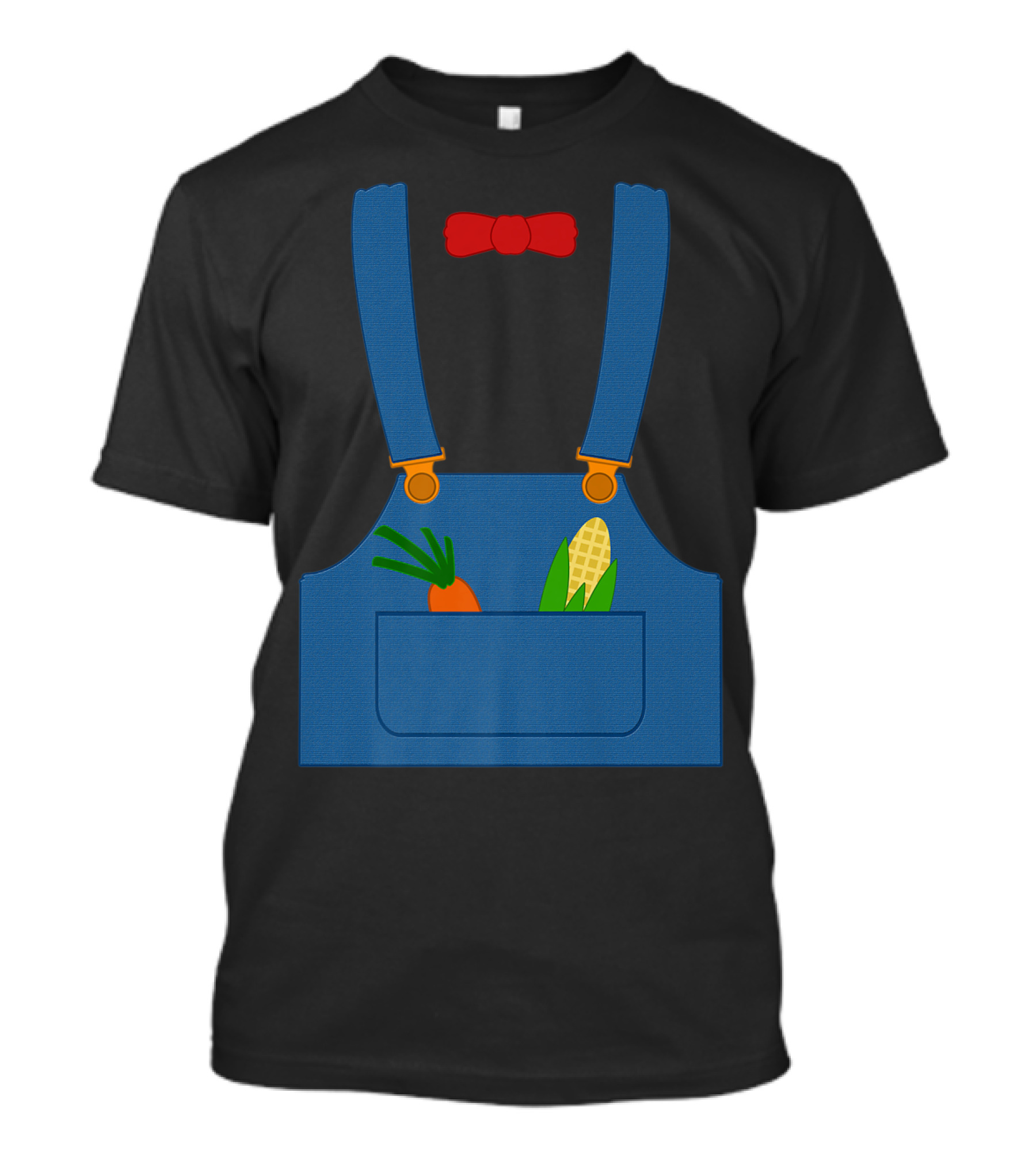 Carrot Corn Farmer Halloween Overall With Red Bow Tie T-Shirt