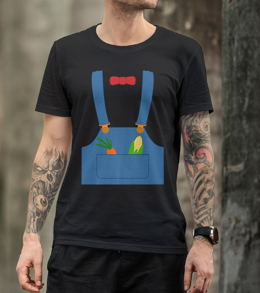 Carrot Corn Farmer Halloween Overall With Red Bow Tie T-Shirt