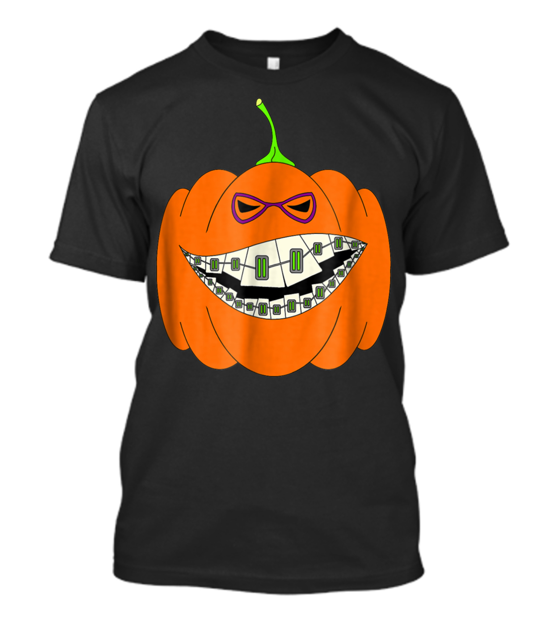 Halloween Pumpkin Braces Orthodontics Horror Grinning Jack-O'-Lantern T-Shirt