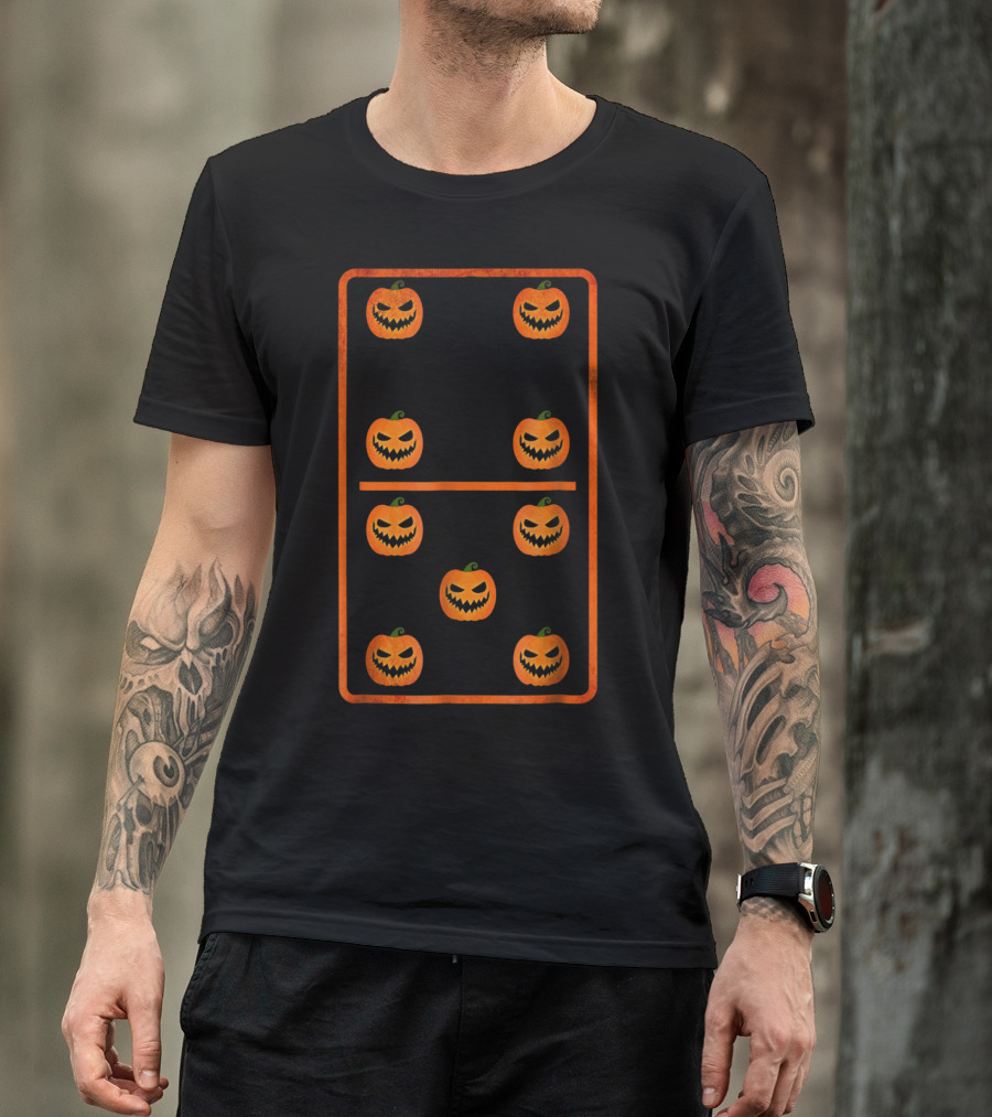Halloween Pumpkin Domino Eight Nightmare Faces T-Shirt