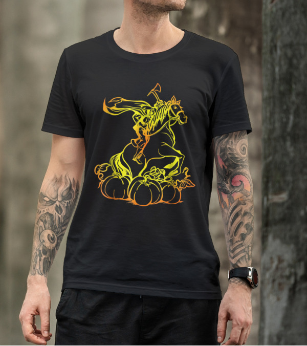 Headless Horseman Classic Tale Pumpkin And Horse T-Shirt