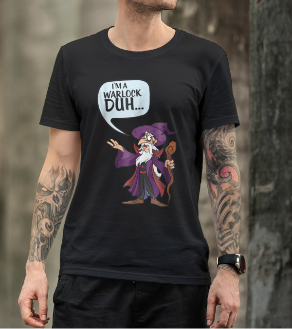 I'm A Warlock Duh Purple Cartoon Wizard T-Shirt