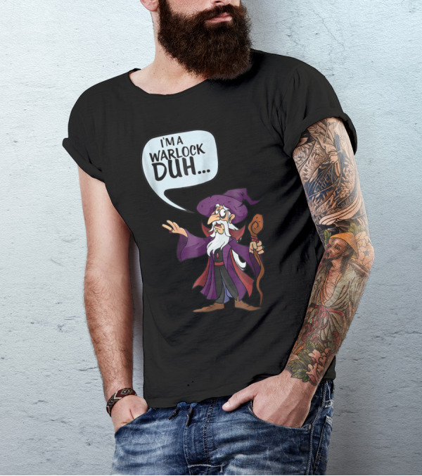I'm A Warlock Duh Purple Cartoon Wizard T-Shirt