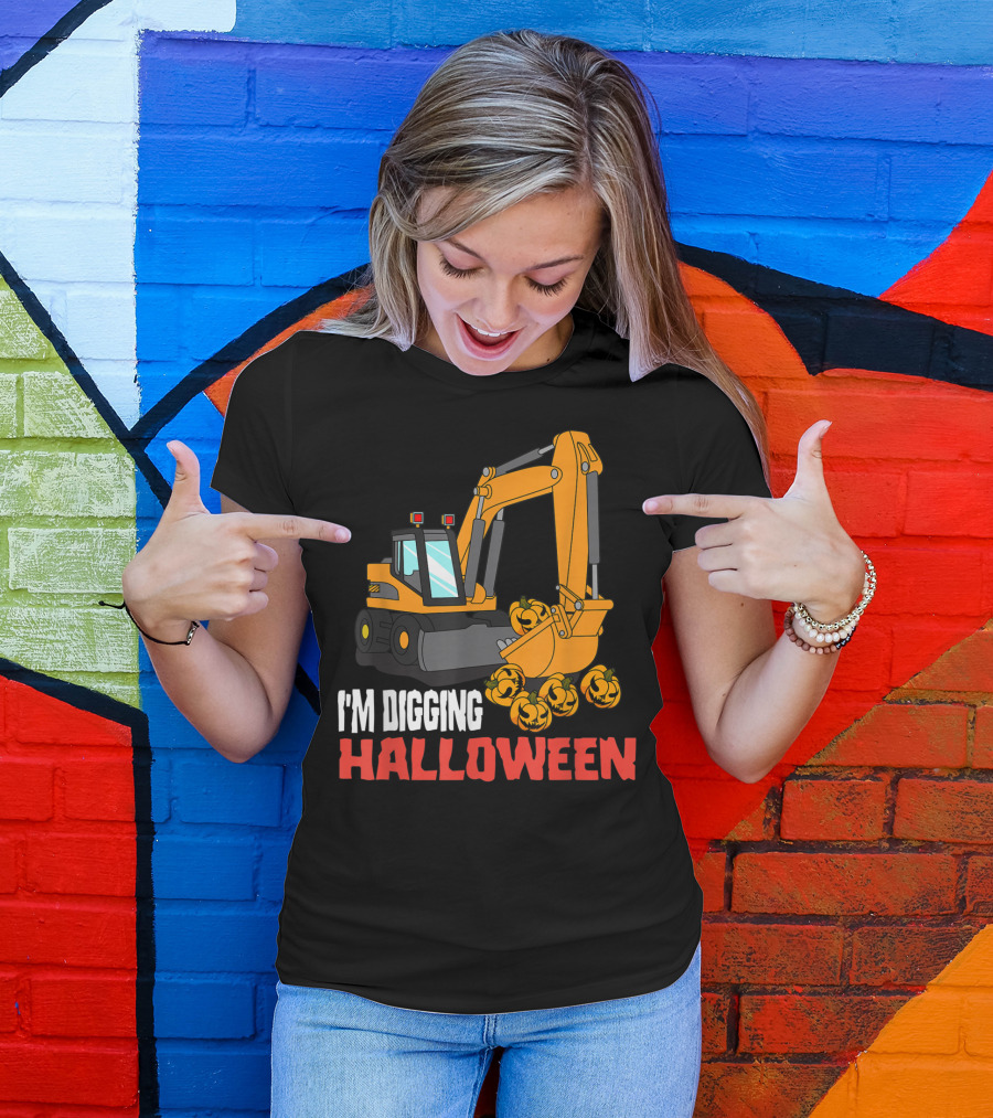 I'm Digging Halloween Kid Excavator Pumpkins T-Shirt