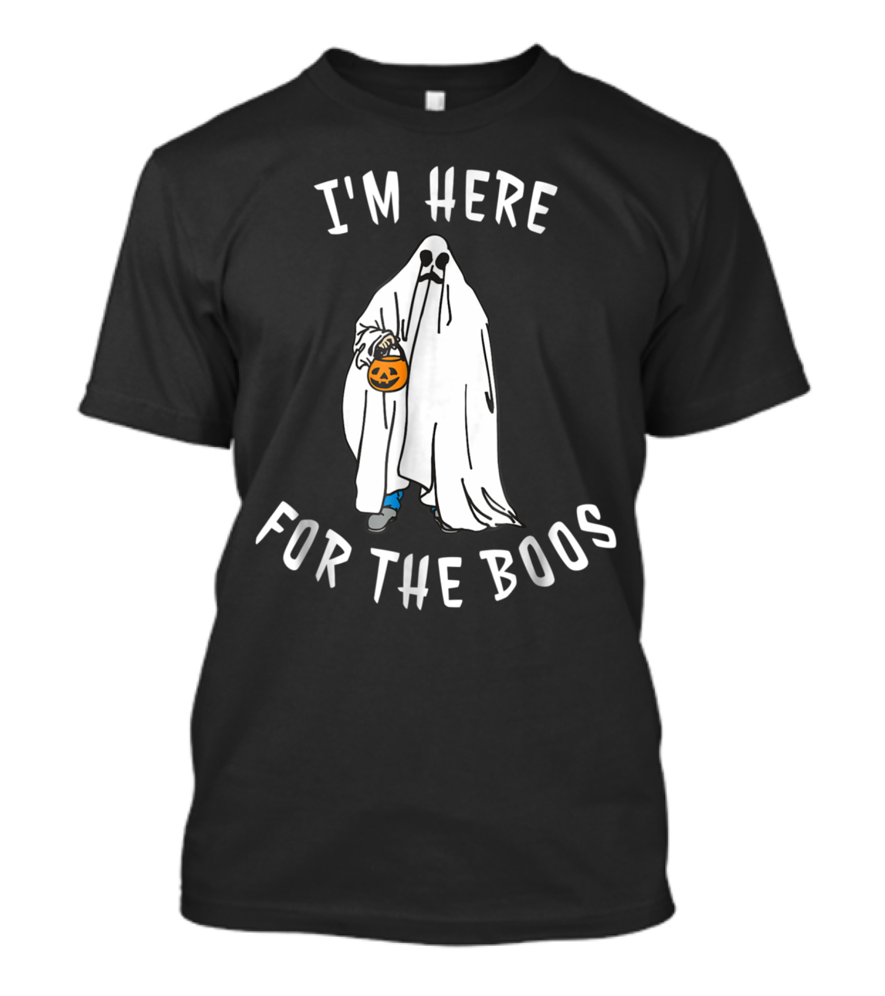 I'm Here For The Boos Halloween Ghost Holding Pumpkin T-Shirt
