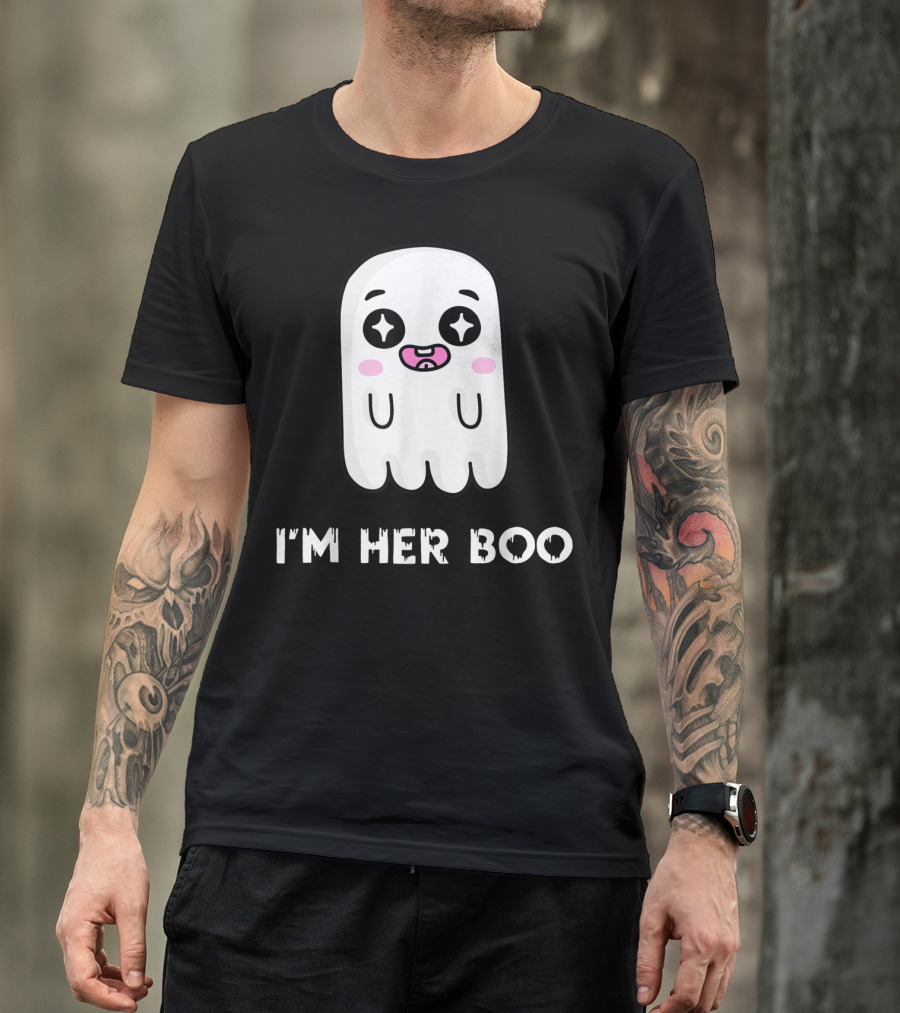 I'm Her Boo Adorable Smiling Ghost With Stars Eyes T-Shirt
