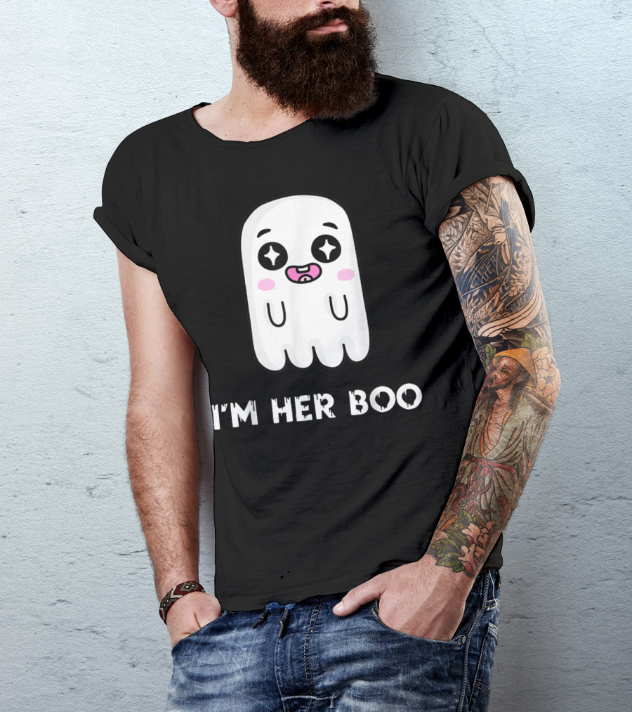 I'm Her Boo Adorable Smiling Ghost With Stars Eyes T-Shirt