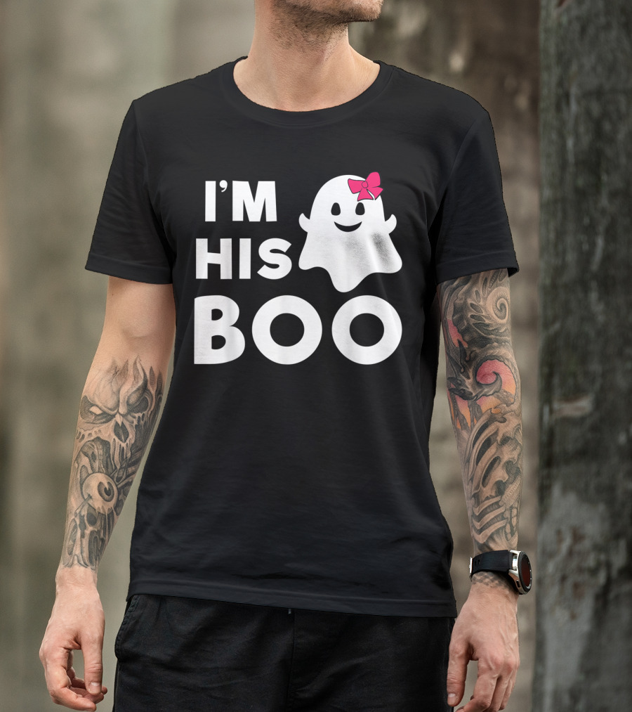 I'm His Boo Halloween Ghost Couples Shirt With Cute Bow On Ghost T-Shirt