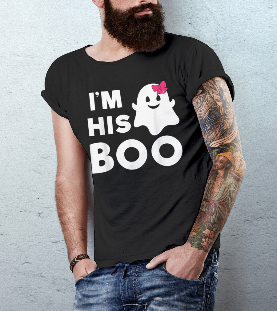 I'm His Boo Halloween Ghost Couples Shirt With Cute Bow On Ghost T-Shirt
