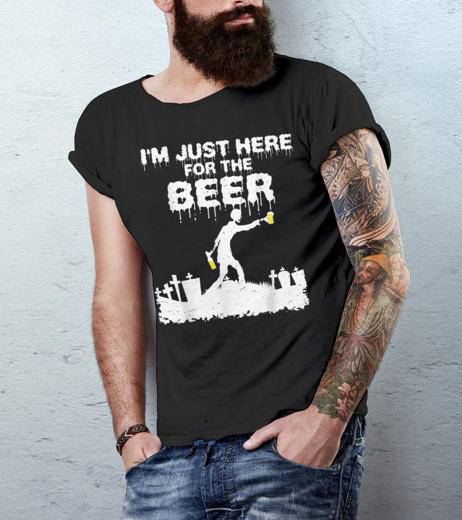 I'm Just Here For The Beer Zombie Graveyard Scene T-Shirt