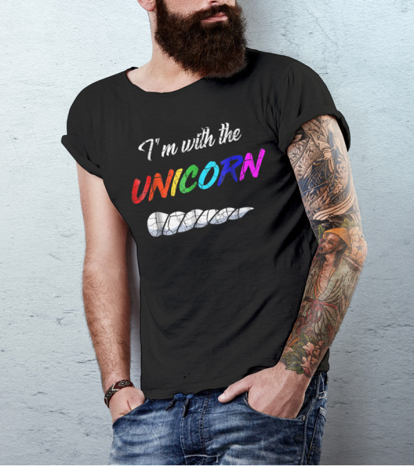 I'm With The Unicorn Rainbow Horn T-Shirt