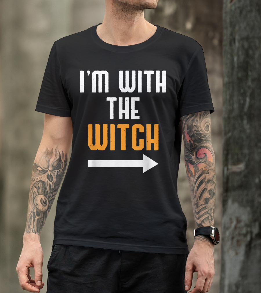 I'm With The Witch Arrow Halloween Couple T-Shirt