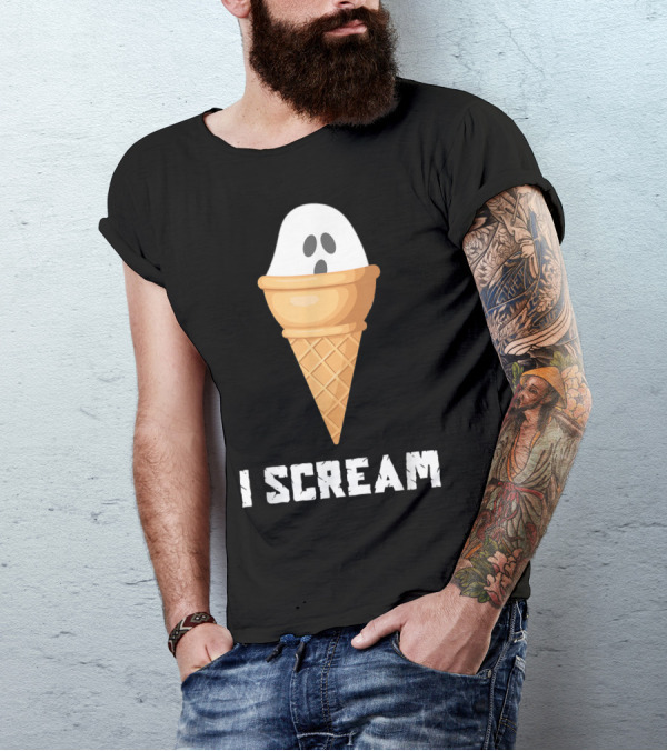 I Scream Ice Cream Ghost Halloween Party Pun T-Shirt