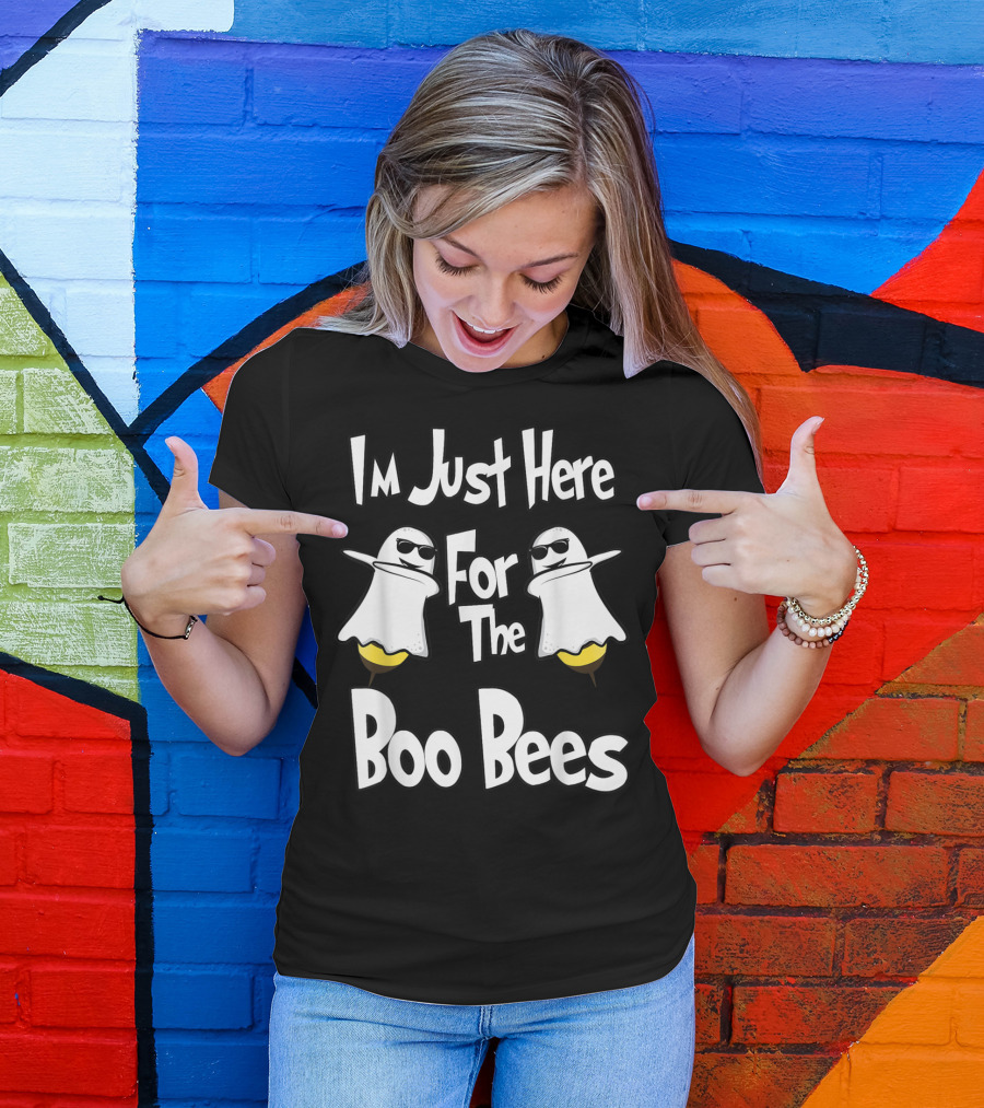 I'm Just Here For The Boo Bees Halloween Ghosts With Sunglasses T-Shirt