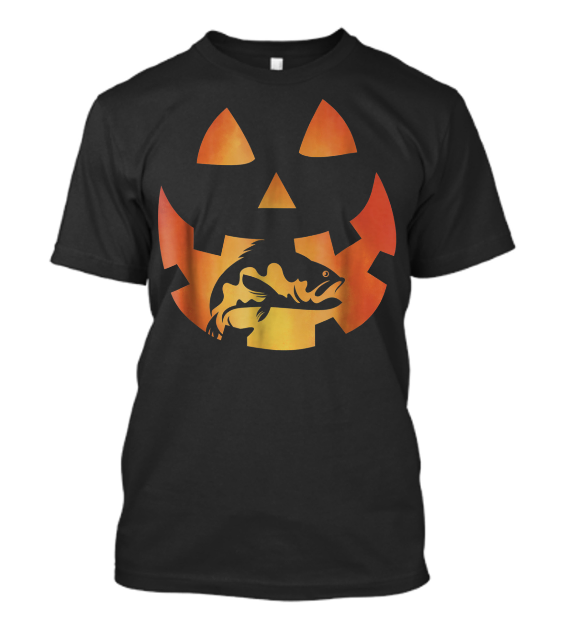 Jack O Lantern Pumpkin Bass Fish Halloween Fun T-Shirt