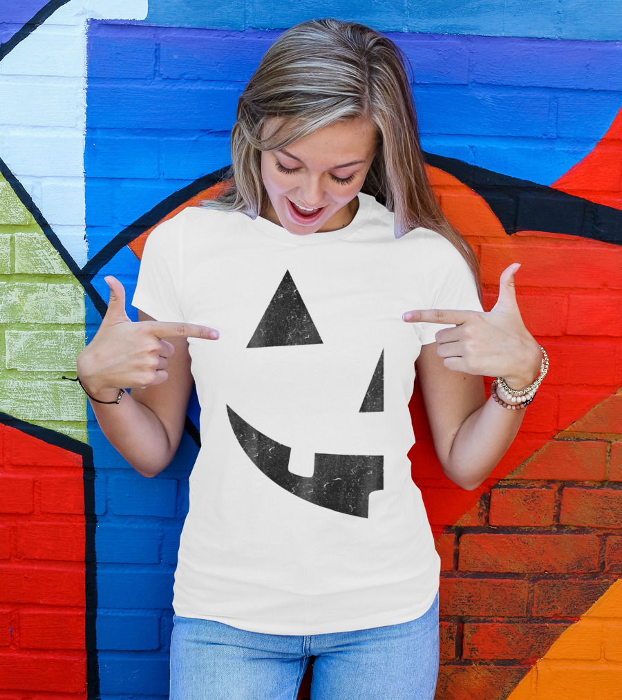 Jack O Lantern Jackolantern Pumpkin Face Halloween Pair T-Shirt