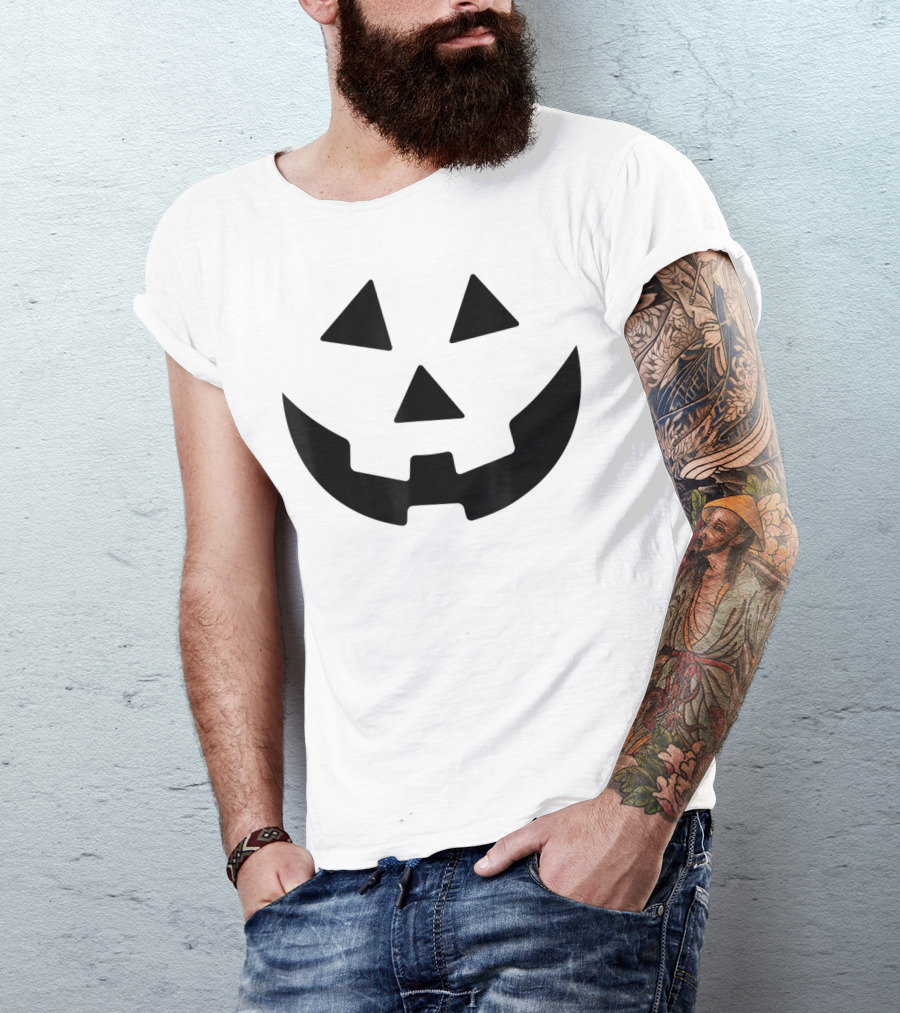 Jack O Lantern Orange Halloween Pumpkin Face BlackBackground T-Shirt