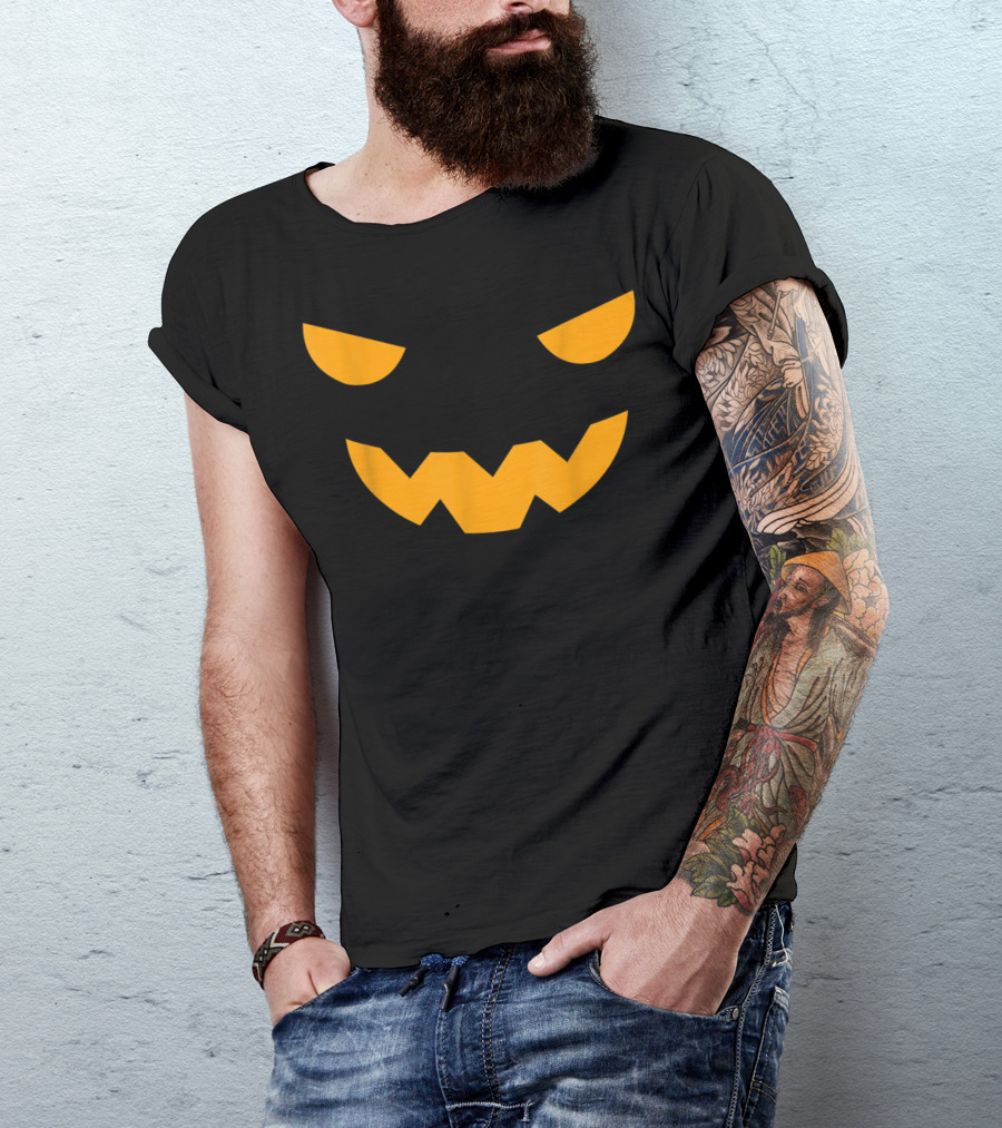 Jack O'lantern Smiling Evil Face Pumpkin Halloween T-Shirt