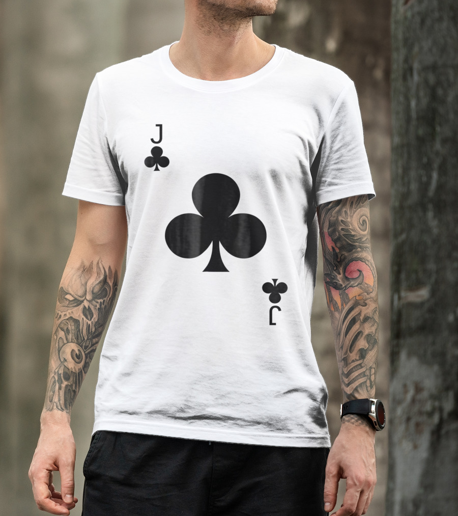 Jack Of Clubs Playing Card Black And Gray T-Shirt