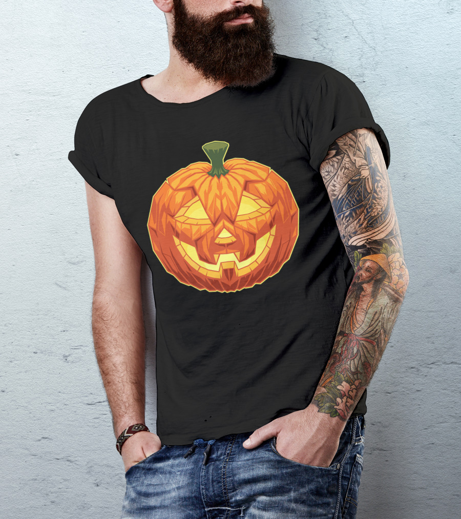 Jacko'lantern Geometric Halloween Pumpkin Face T-Shirt